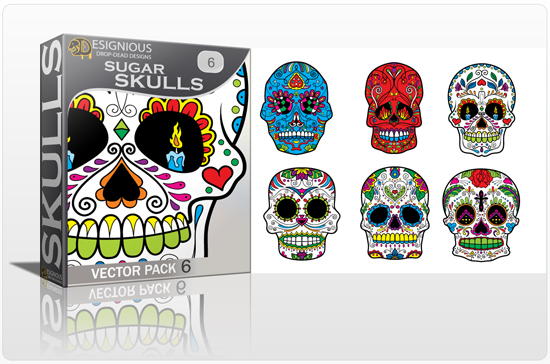 designious sugar skulls vector pack 6 preview 1 New Vector Resources from Designious.com! Sugar Skulls, Seamless Patterns, Floral Vector Packs + Freebie
