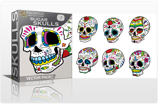 designious sugar skulls vector pack 7 preview 1 New Vector Resources from Designious.com! Sugar Skulls, Seamless Patterns, Floral Vector Packs + Freebie