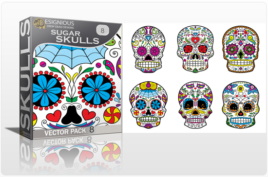 designious sugar skulls vector pack 8 preview 1 New Vector Resources from Designious.com! Sugar Skulls, Seamless Patterns, Floral Vector Packs + Freebie