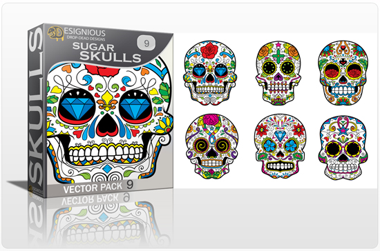 designious sugar skulls vector pack 9 preview 1 New Vector Resources from Designious.com! Sugar Skulls, Seamless Patterns, Floral Vector Packs + Freebie