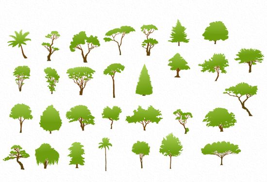 green trees vector set big Lets Bring Spring Into Our Hearts and Designs   Spring Graphic Resources