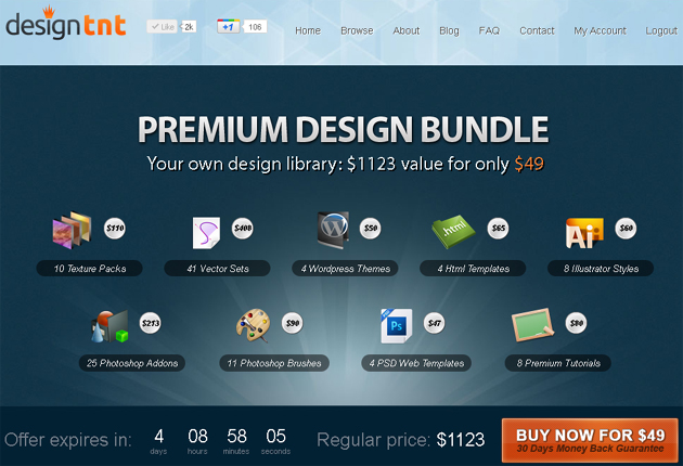 Designtnt design resources  Premium Design Bundle from Designtnt.com: $1123 Worth of Design Goodies for only $49!