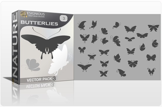designious butterflies vector pack 3 preview 1 1 Add Delicate Vector Birds & Butterflies to Your Spring Design Projects 
