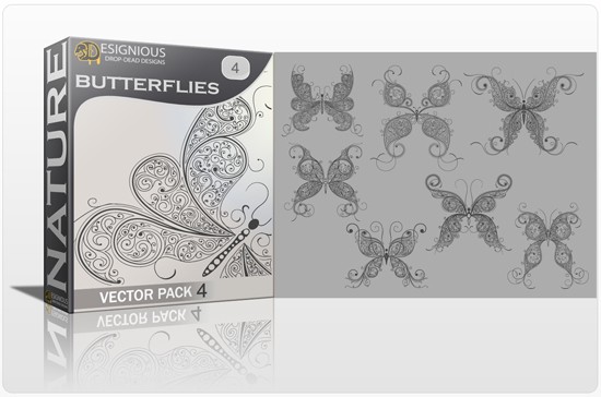 designious butterflies vector pack 4 preview 1 1 Add Delicate Vector Birds & Butterflies to Your Spring Design Projects 