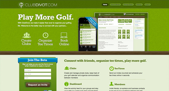 10 club divot 10 Great Examples of High Quality Landing Pages