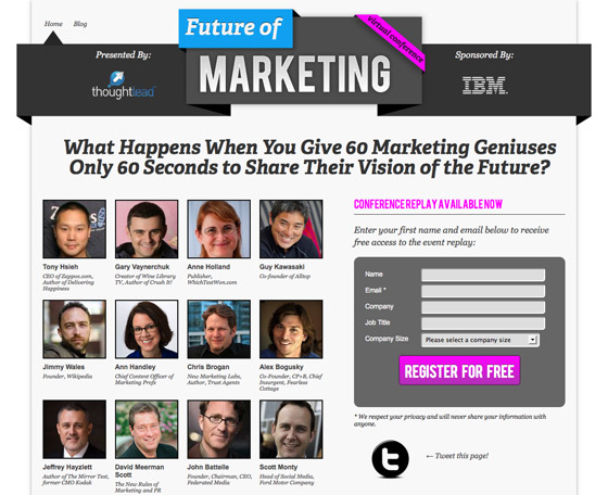 2 Future of Marketing 10 Great Examples of High Quality Landing Pages